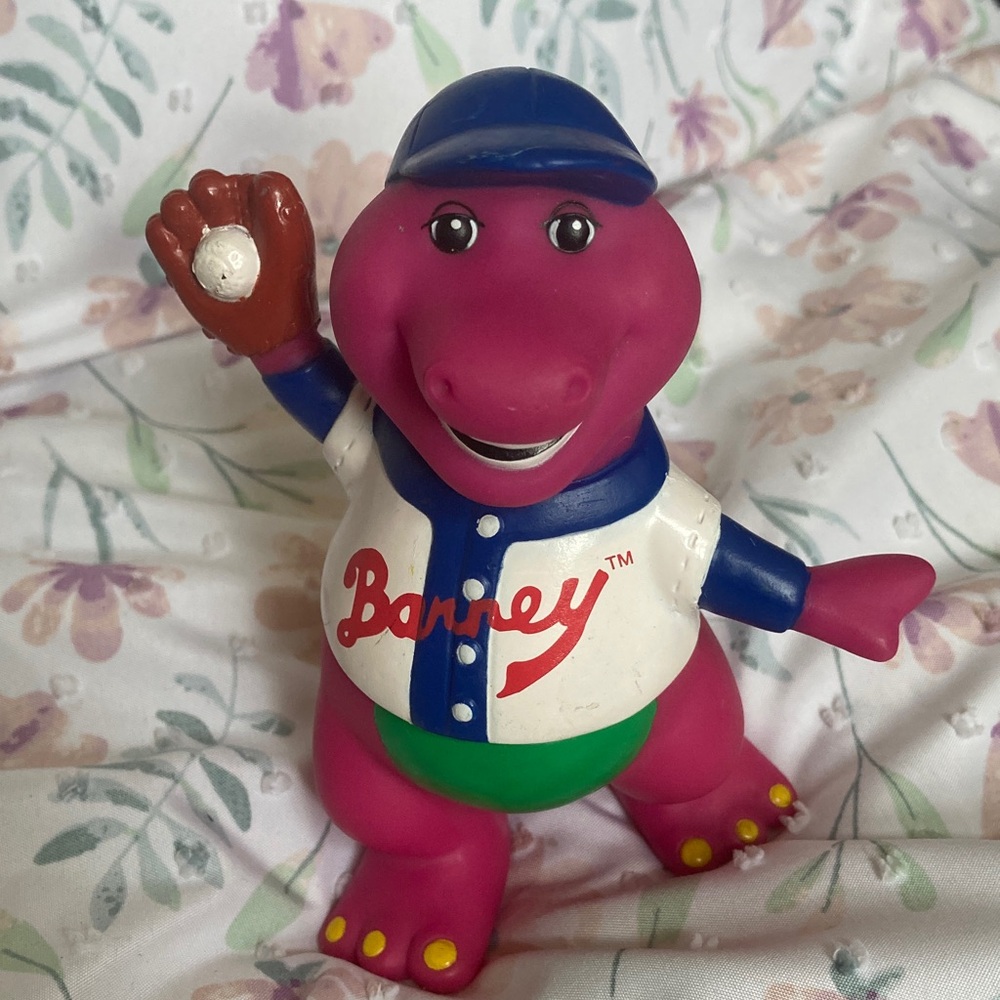 Lot of 2 Barney Dinosaur Vinyl Figures Lyons Group 1990s Baseball & Top Hat 5" - Picture 4 of 6